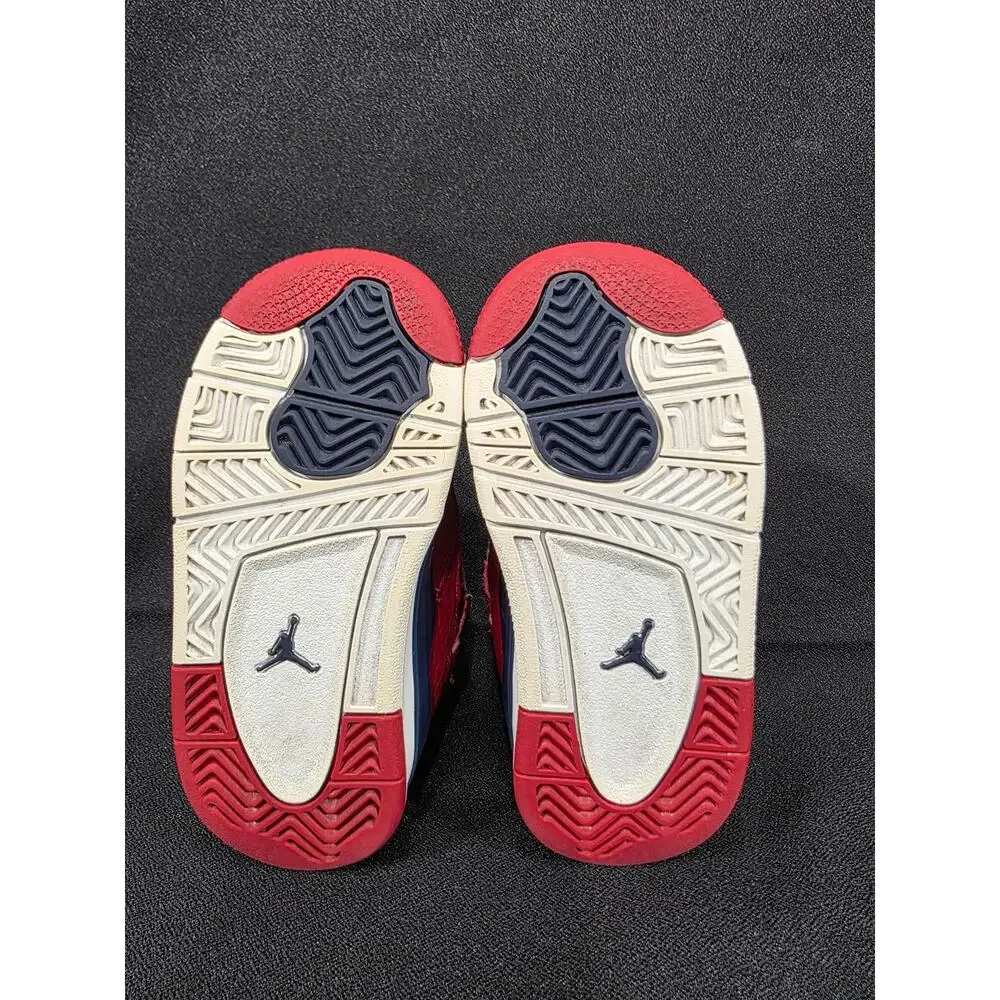Nike Air Jordan 4 Retro SE FIBA Leather Red Navy Toddler Size 7C
